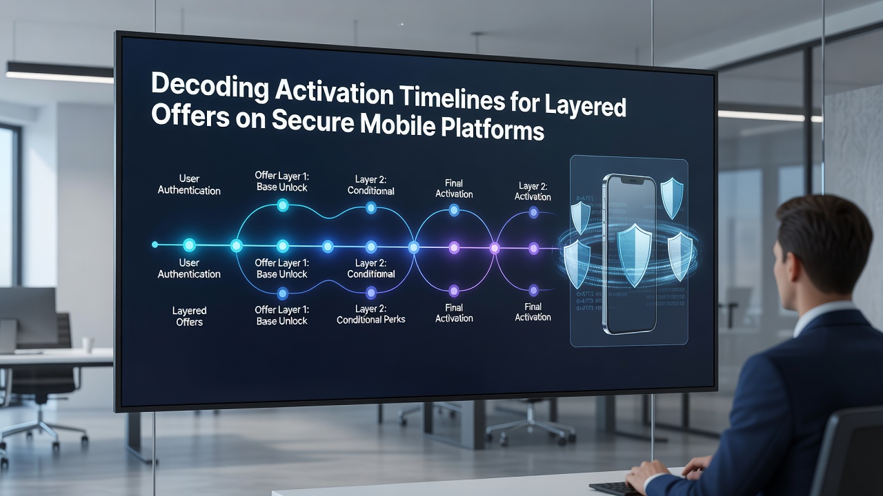Mobile device displaying timeline graph of incentive activations with security indicators