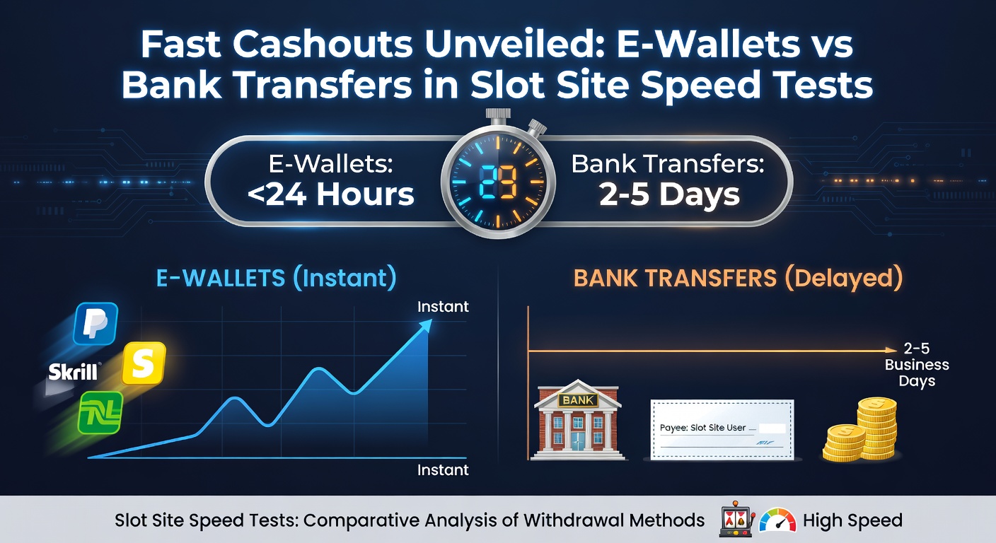 Side-by-side comparison chart of e-wallet and bank transfer withdrawal times from recent slot site benchmarks