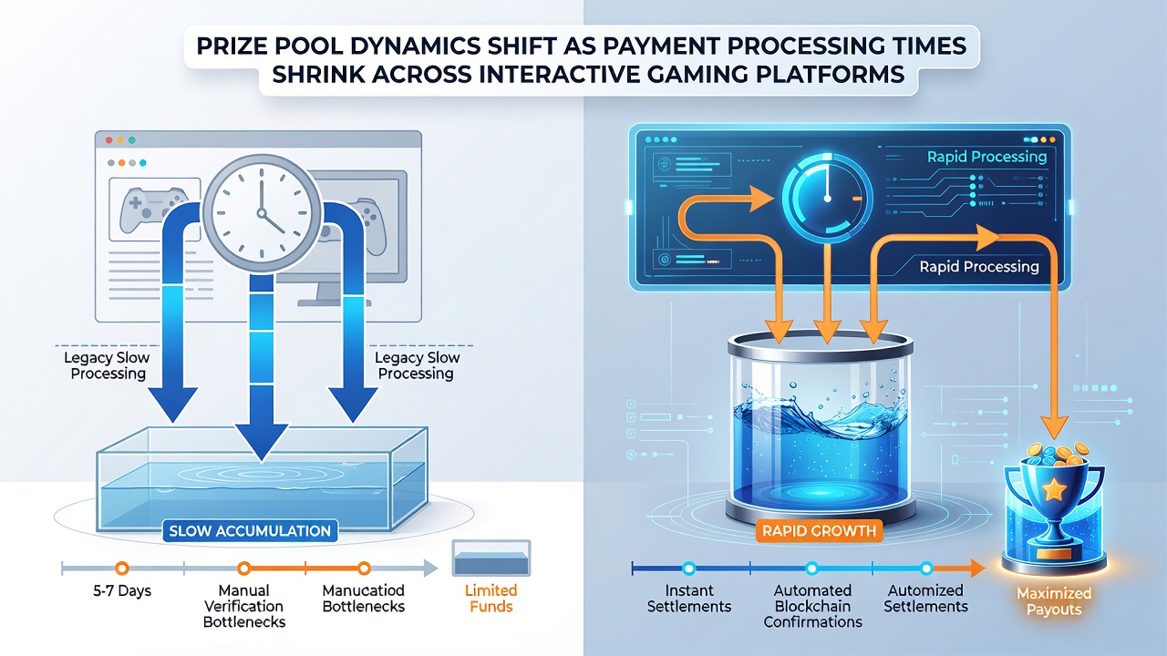 Visual representation of prize pool growth and payment flow changes on gaming platforms