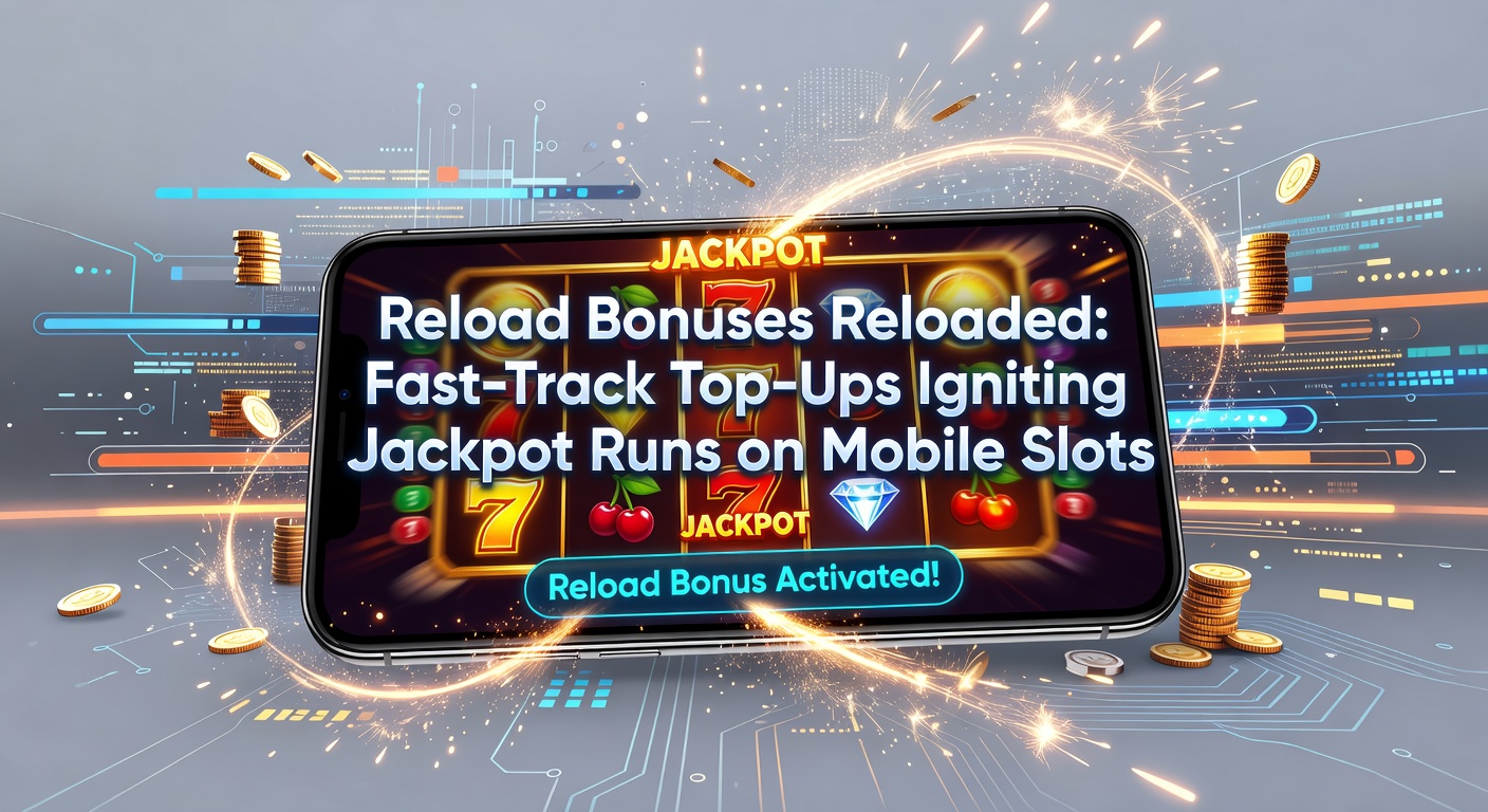 Dynamic graphic of a mobile phone exploding with jackpot fireworks, reload bonus bar filling rapidly amid spinning slot symbols